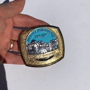 Mount Rushmore golden anniversary belt buckle